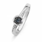 Platinum Plated Sterling Silver Blue And White Round Diamond Promise Ring (1/20 cttw) - Rings - $44.00 