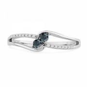 Platinum Plated Sterling Silver Blue And White Round Diamond Promise Ring (1/6 cttw) - Rings - $79.00 