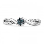 Platinum Plated Sterling Silver Blue And White Round Diamond Twisted Promise Ring (1/6 cttw) - Rings - $89.00 