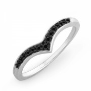 Platinum Plated Sterling Silver Round Diamond Black Fashion Ring (1/10 cttw) - Obroči - $49.00  ~ 42.09€