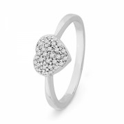 Platinum Plated Sterling Silver Round Diamond Heart Ring (1/6 cttw) - Rings - $69.00 