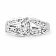 Platinum Plated Sterling Silver Round Diamond Knot Fashion Ring (1/6 cttw) - Rings - $69.84 