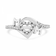 Platinum Plated Sterling Silver Round Diamond Mom Fashion Ring (1/6cttw) - Rings - $89.00 