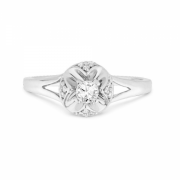 Platinum Plated Sterling Silver Round Diamond Solitaire Promise Ring (1/5 cttw) - Rings - $169.00 