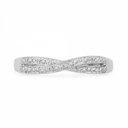 Platinum Plated Sterling Silver Round Diamond Twisted Fashion Ring (0.03 cttw) - Aneis - $44.00  ~ 37.79€