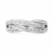 Platinum Plated Sterling Silver Round Diamond Twisted Fashion Ring (0.04 cttw) - Pierścionki - $49.00  ~ 42.09€