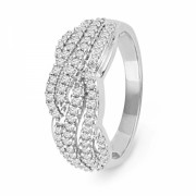 Platinum Plated Sterling Silver Round Diamond Twisted Fashion Ring (1/3 cttw) - Rings - $109.00 