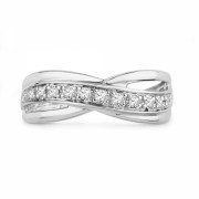 Platinum Plated Sterling Silver Round Diamond Twisted Fashion Ring (1/6 cttw) - Aneis - $99.00  ~ 85.03€