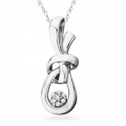 Platinum Plated Sterling Silver Round Diamond Twisted Knot Flower Fashion Pendant (1/20 cttw) - Pendants - $42.00 