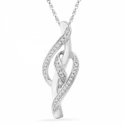 Platinum Plated Sterling Silver Round Diamond Twisted Pendant (0.15cttw) - Obeski - $80.00  ~ 68.71€