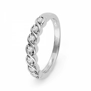 Platinum Plated Sterling Silver Round Diamond Twisted Seven Stone Fashion Ring (1/6 cttw) - Rings - $99.98 