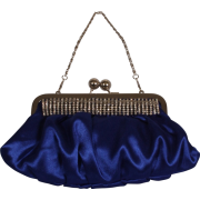 Pleated Satin Evening Clutch Bag With Crystals Blue - Torbe s kopčom - $34.99  ~ 30.05€