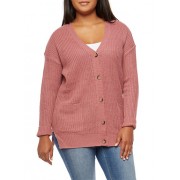 Plus Size Button Front V Neck Cardigan - Swetry na guziki - $16.99  ~ 14.59€