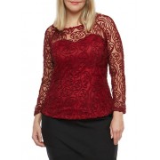 Plus Size Embroidered Mesh Top - Top - $19.99  ~ 17.17€