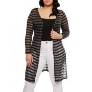 Plus Size Long Striped Cardigan - Cardigan - $7.99  ~ 6.86€