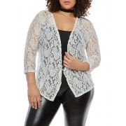Plus Size Open Front Lace Cardigan - Swetry na guziki - $10.99  ~ 9.44€