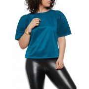 Plus Size Pleated Sleeve Top - Top - $16.99  ~ 107,93kn