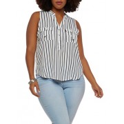 Plus Size Striped Sleeveless Top - Top - $15.97 