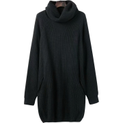 Pocket high neck sweater loose long slee - Pullovers - $45.99 