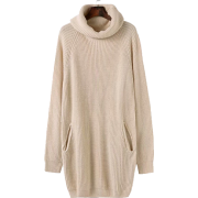 Pocket high neck sweater loose long slee - Pullovers - $45.99 