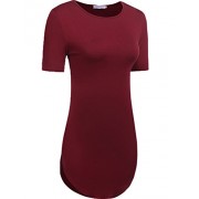 Poetsky Women Short Sleeve Side Slit Casual Curve Hem T Shirt O Neck Long Tee Tunic Tops - Srajce - kratke - $11.99  ~ 10.30€
