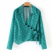 Polka Dot Printed Green Irregular Button - Košulje - kratke - $25.99  ~ 165,10kn