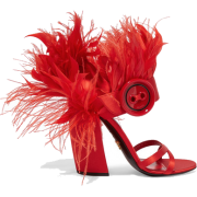 Prada Feather-trimmed satin sandals - 凉鞋 - 