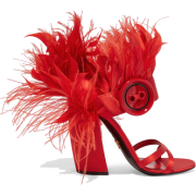 Prada Feather-trimmed satin sandals - Sandals - 