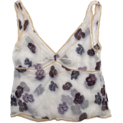 Prada Sheer Purple Flower Tank Top - Ärmellose shirts - 