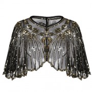 PrettyGuide Women's 1920s Shawl Beaded Sequin Deco Evening Cape Bolero Flapper Cover Up - Accessories - $19.99 