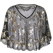 PrettyGuide Women's Evening Cape Sequin Deco Paisley 1920s Shawl Flapper Cover up - Accessories - $18.99 