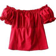 Puff Sleeve One Shoulder Strap Ruffle To - Košulje - kratke - $25.99  ~ 165,10kn