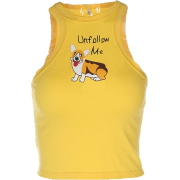 Puppy print short yellow top - Vests - $19.99 