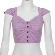 Purple V-neck button cardigan sling - Košulje - kratke - $15.99  ~ 101,58kn