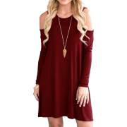 QIXING Summer Cold Shoulder Tunic Dress - People - $24.99 