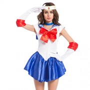 Quesera Women's Sailor Moon Costume Mercury Mars Fancy Dress Halloween Cosplay Outfit - Dresses - $19.99 