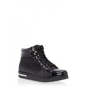 Quilted Faux Patent Leather High Top Sneakers - Tênis - $12.99  ~ 11.16€
