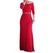 RDHOPE-Women Comfort Slim Casual Off-Shoulder Stylish Pure Color Maxi Dress - 连衣裙 - $27.34  ~ ¥183.19