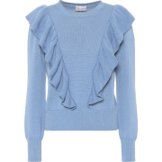 REDValentino Ruffled cotton blue sweater - Jerseys - 