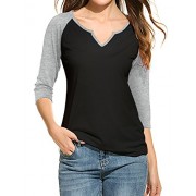 REGNA X womens next level v-neck 2/3 sleeve football T-shirts Top Gray, XX-Large Plus, 17703_black/Light Gray - Shirts - $17.99 