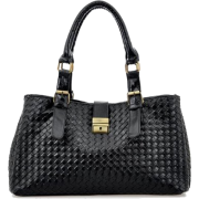 REVI Black Embossed Woven Office Tote Shopper Hobo Shoulder Bag Satchel Handbag - Hand bag - $29.50 