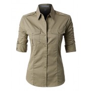 RK RUBY KARAT Premium Womens Easy Care Roll up Sleeve Twill Button Down Shirt - Košulje - kratke - $53.99  ~ 342,98kn