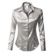 RK RUBY KARAT Womens Long Sleeve Satin Blouse with Cuffs - Košulje - kratke - $39.49  ~ 250,86kn