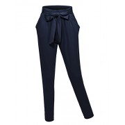 RK RUBY KARAT Womens Slim Straight Leg Stretch Harem Jogger Pants With Belt - Pants - $32.99 