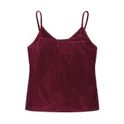 ROMWE Women's Plus Size Casual Adjustable Strappy Stretchy Basic Velvet Cami Tank Top - Shirts - $13.99 
