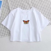 Rainbow Embroidered Short Sleeve T-Shirt - T-shirts - $25.99 