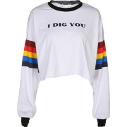 Rainbow Stripe Print Long Sleeve Thin Sw - Shirts - lang - $25.99  ~ 22.32€