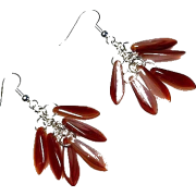 Red Czech Dagger Bead Waterfall Earrings - Brincos - $13.95  ~ 11.98€