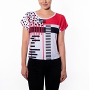 Red Black Geo Print Box Cut T-shirt - My photos - $46.00 