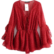 Red Dotted One-piece Skirt - Pajamas - $27.99 